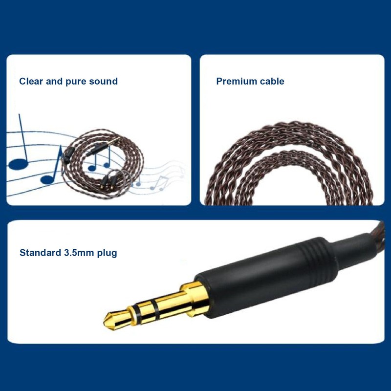 Copper Core Earphone Cable, 3.5mm Plug, 2 Pin 0.78mm, in