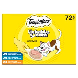 Temptations Lickable Spoons Adult Wet Cat Treats, 72 Spoons, Variety Pack