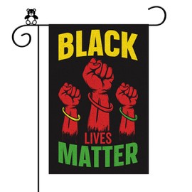 Black Lives Matter Garden Flag Double Sided, Racial Equality Yard Lawn Sign, Welcome Friends Party Outdoor Garden Decorations Burlap, 12x18 Inch