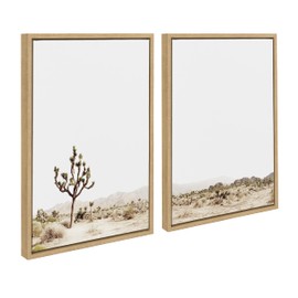 Kate and Laurel Sylvie Lone Joshua Tree Framed Canvas Wall Art Set by Amy Peterson Art Studio, 2 Piece Set 18x24 Natural