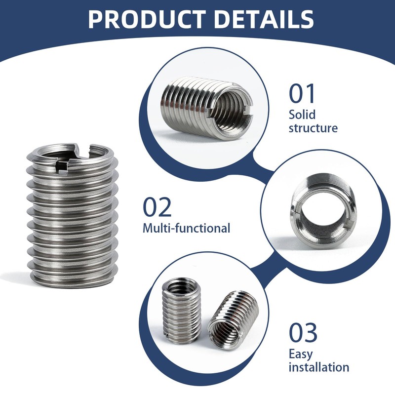 15 Pieces Threaded Insert M10 to M8.15 mm, Stainless Steel
