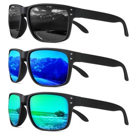Sunglasses Men Polarized Sunglasses for Men Women Classic Sports Sun Glasses Driving Running Fishing with UV400 Protection (3 Pack) Grey/Dark blue/Green