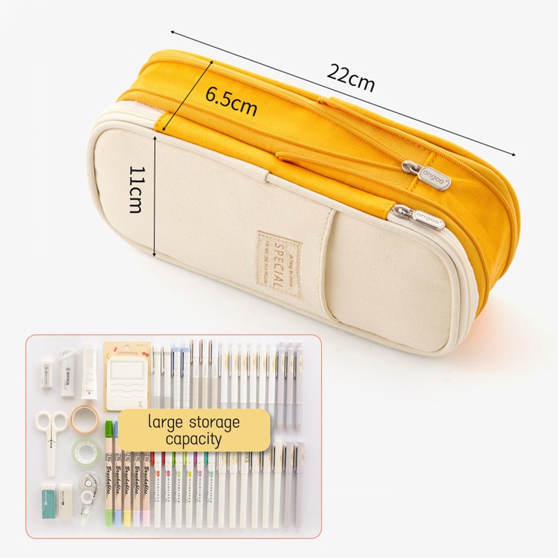 Large Capacity School Pencil Case Stationery Zipper Pocket Office Storage