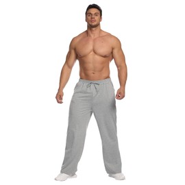 Deyeek Mens Sweatpants Open Bottom Sweat Pants for Man Loose Fit Sweatpants with Pockets Straight Leg Jogger Sweatpants Grey