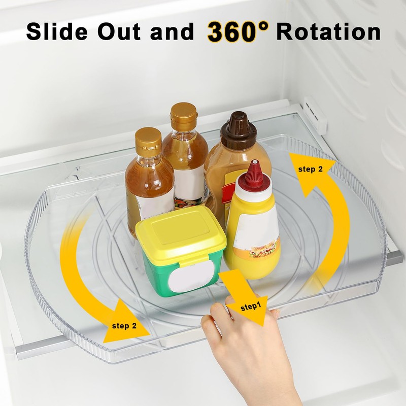 ROWNYEON Lazy Susan Turntable Organizer for Large Refrigerator, 360° Rotate