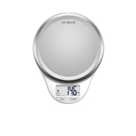 NUTRI FIT Kitchen Scales Digital Professional Electronic Scales Stainless Steel with Large LCD Display Precision 1 g Maximum Weight 5 kg Tare Auto Off (White)