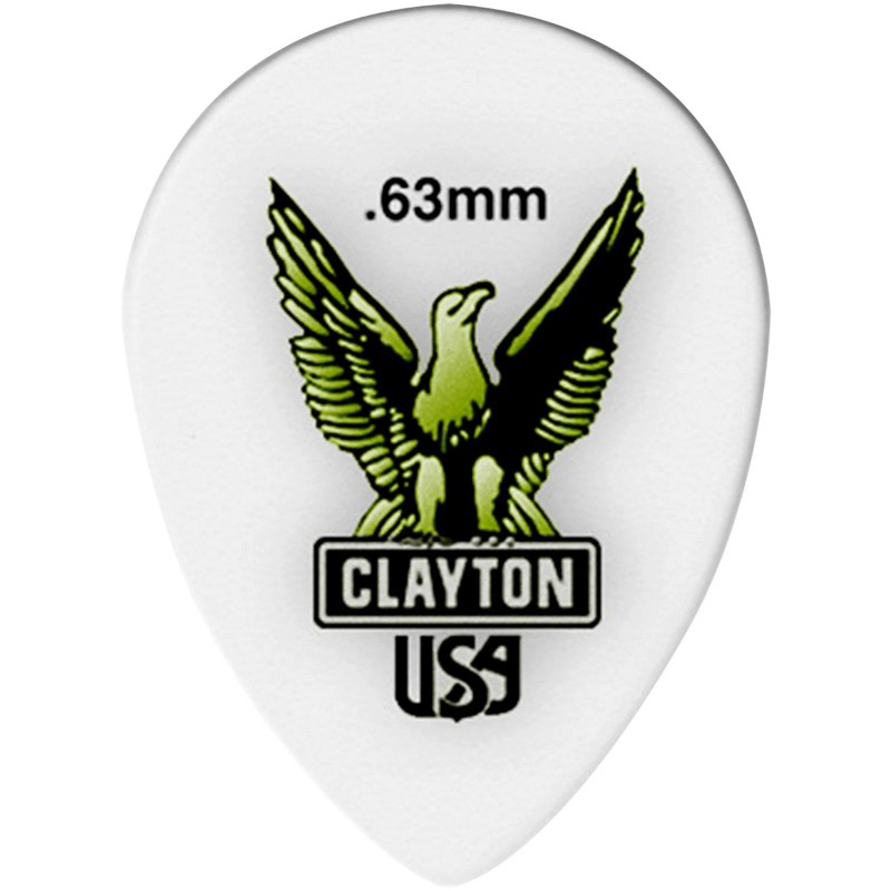 Clayton Acetal Small Teardrop Guitar Picks .63mm 3 Picks