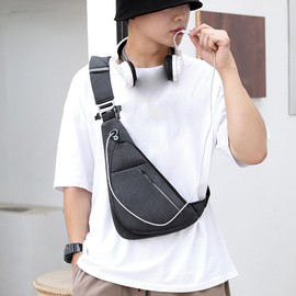 Vensivy Lightweight Anti-Theft Men's Crossbody Chest Bag Multifunctional Outdoor Travel Shoulder Backpack Waterproof (Black, Right)