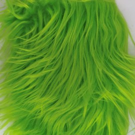 Shaggy Plush Faux Fur Fabric Precut Strips Fluffy Fuzzy Craft Fur for Gnomes Beard Hair Cosplay Costume Dwarf Decoration (Green, 2x60 inch)
