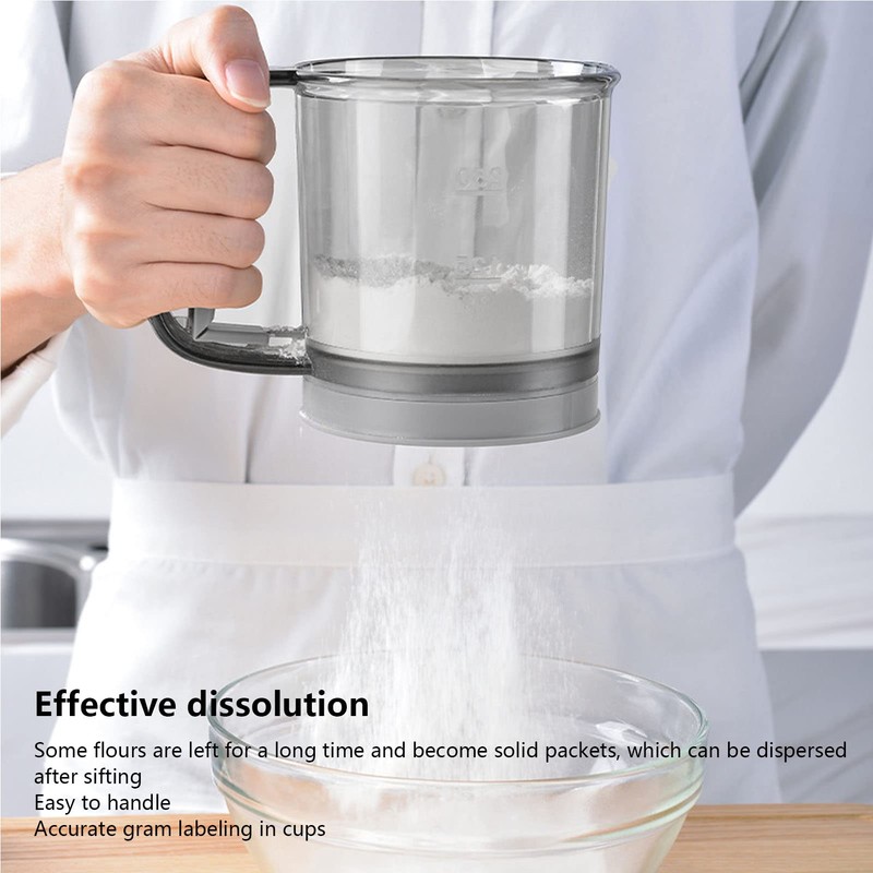 Jeanoko Baking Sifter Cup, Handheld Flour Sifter Uniform Sieve Holes