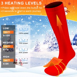 QILOVE Heated Socks, Rechargeable Electric Heated Socks for Women Men- 3.7V 4000mAh Battery Thermal Socks Winter Washable Warm Foot Warmers for Skating, Hiking, Camping, Fishing(Red, Unisex-Adult)