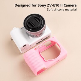 MUZIRI KINOKOO Silicone Case Compatible for Sony ZVE10 II/ZV-E10 II Digital Camera, Soft Rubber ZV-E10 II ZV E10 II Protective Case- Anti-Slip & Anti-Scratch Enhanced Grip to Camera - Pink