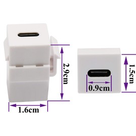 AAOTOKK 3.1 USB C Keystone Jack Adapter USB 3.1 Type C Female to Female Keystone Insert Socket Coupling Adapter for Wall Plate Socket Panel (White/2 Pieces)