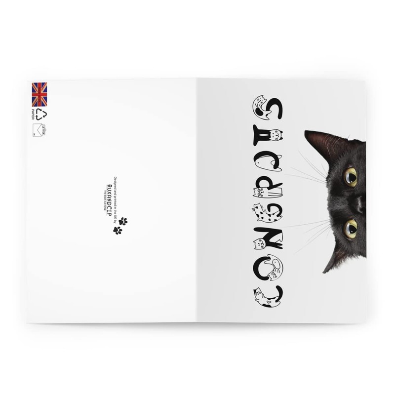 Congrats Card with Black Cat Peeking - Achievement and Well