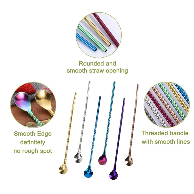 6 PCS Long Handle Spoon, 9 Inch Ice Tea Spoon,
