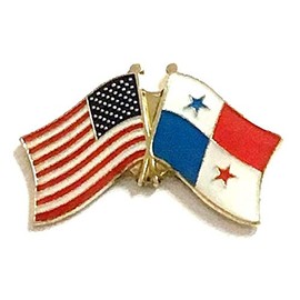 National Country Flag & US Crossed Double Flag Lapel Pins, International & American Friendship Enamel Tie and Hat Pin Badge (Panama)