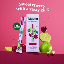 Bloom Nutrition Energy Sticks (10 Sticks) – Focus & Metabolism Support – Natural Caffeine & B Vitamins:_Cherry Lime