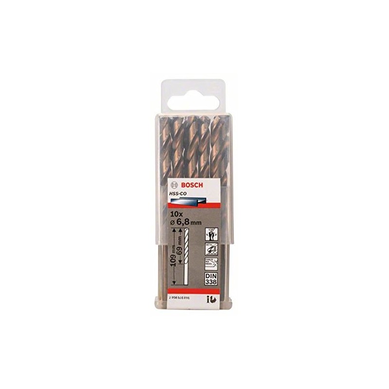 Bosch Professional 10pc. HSS-Co Metal Drill Bit (stainless steel, 6.8