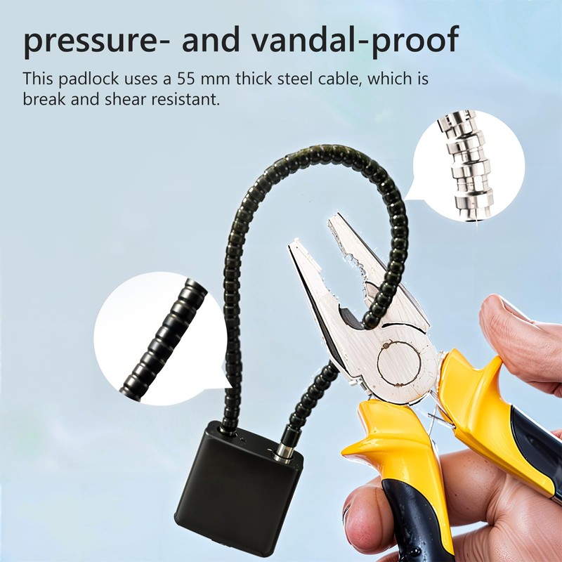 Pack of 2 Cable Lock with Key, Robust Padlock with