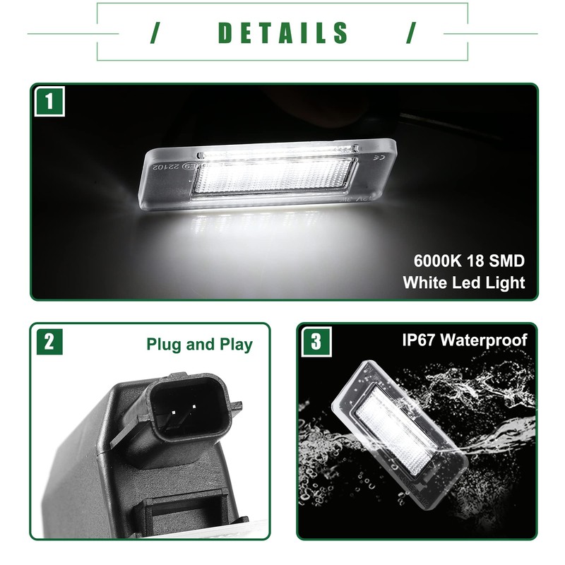 Motoforti LED License Plate Lights, Rear Tag Light Kit Assembly,