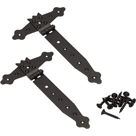 KOTARBAU® Set of 2 Cross Hinges Black 200 mm Shutter Hinge Black Band Gate Fitting Wood Connection Throw Hinges Powder Coated Door Hinge Outdoor Gate Hinges