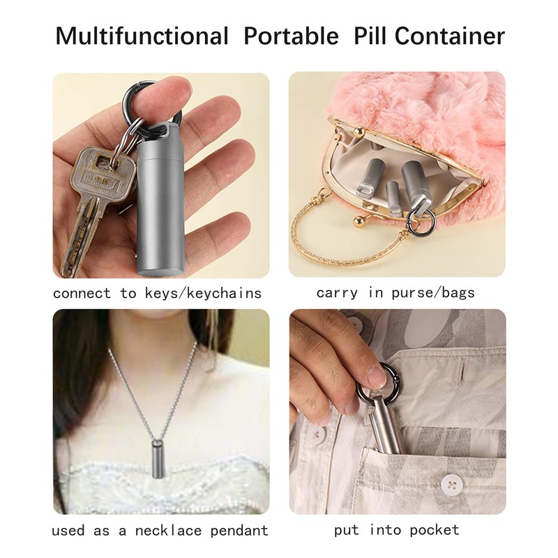 Portable Pill Box Organiser with Key Chain Ring, Daily Pill