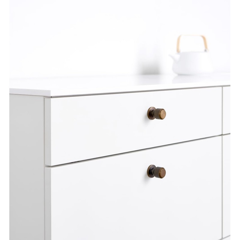 Knurled Antique Bronze Manor Backplate Cabinet Knobs and Drawer Pulls