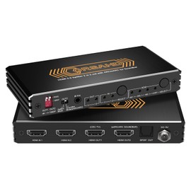 CORSAHD 4K@60Hz HDMI 2.0 Splitter 2 in 2 Out with Audio Extractor Supports ARC,e-ARC,soundbar,downscale,HDCP Bypass,HDR,CEC,EDID,SPDIF,IR Remote,HDMI Swtich 2 in for soundbar