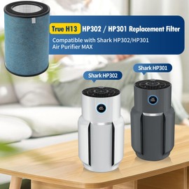 Senowi 2 Pack HP301 HP302 HP305 Replacement Filter Compatible with Shark HP301,HP302 Air Purifier MAX,HP201 HP202 and HC501 HC502 Air Purifier MAX,Part #:HE3FKPET