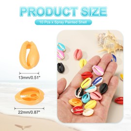 PATIKIL Cowrie Sea Shells, 10 Pcs Orange Smooth Oval Seashells Beads Natural Cowrie Beach Shells Decoration Craft Bead for DIY Bracelet Jewelry Crafting