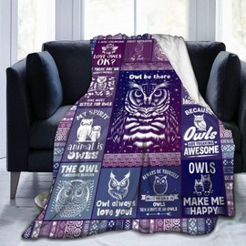 Homieblanket Owl Blanket for Boys Girls, Cute Owl Themed Design Printed Purple Throw Blankets for Kids Lap, Chair Sofa, Warm Soft Cozy Blanket, 40"x 50"