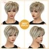 MIMAN Short Pixie Hair Toppers for Women Blonde Mixed Brown