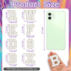 Self-Adhesive Chenille Letters Patches, A-Z Varsity Stickers for Clothing Fabric Shoes Backpacks (104 White Letters & 4 Hearts)