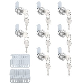 ROFMAPLE 8 Packs Drawer and Cabinet Locks (Keyed Different) Secure Important Files, 5/8Inch 16mm Cam Locks with 3 pcs Different Lock Plates for Cabinet Cupboard File Drawer Mailbox Dresser Kitchen