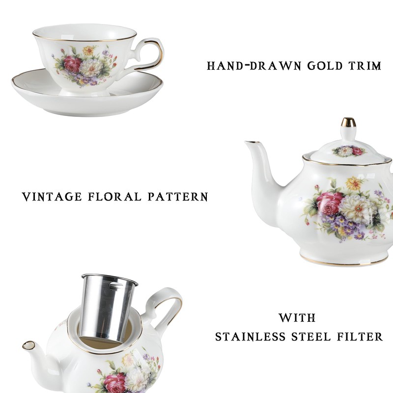 Sweejar Home Royal Ceramic Sugar and Creamer Set, 3 Piece