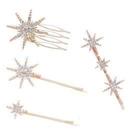 Set of 4 Star Hair Clips Vintage Rhinestone Star Hair Pins Glitter Hair Clip Bang Clips for Women and Girls Thick Thin Hair
