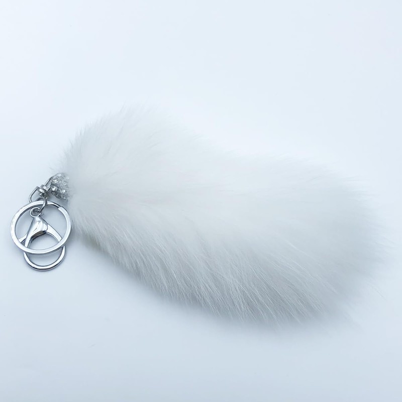 Sqzrpomddy Fox Tail Keychain Pendant Faux Fur Large Fox Fur