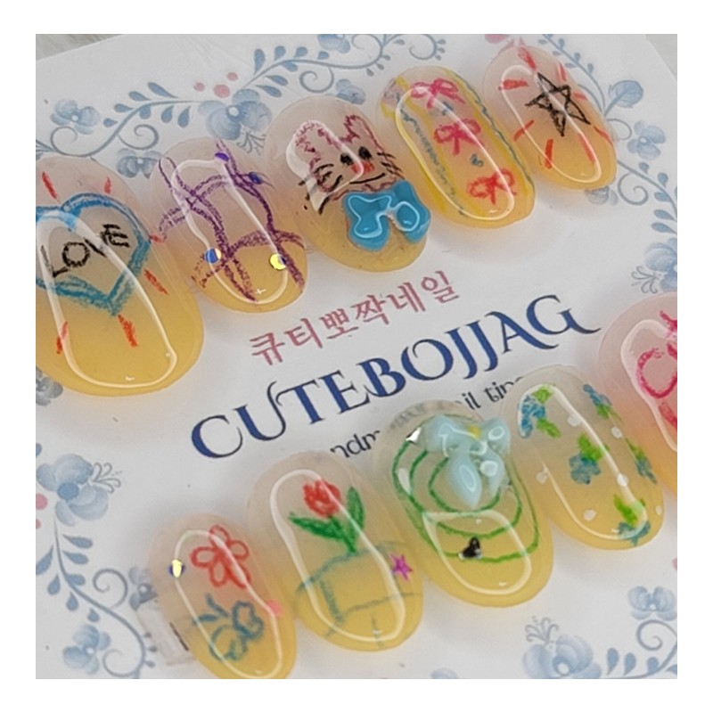 Shashashak~Doodle handmade nail tip - water drop / 샤샤샥~낙서 수제네일팁