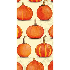 Boston International IHR 3-Ply Paper Napkins, 16-Count Guest Size, Pumpkin Party - Cream