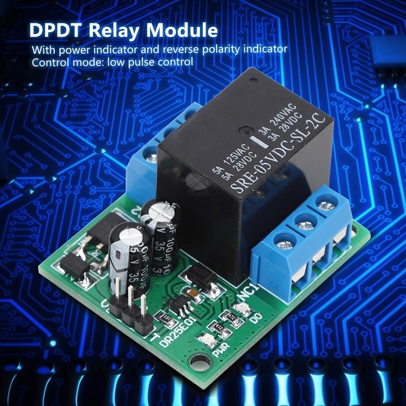 DR25E01 DPDT Relay Module, Self-locking Bistable LED Motor Relay (DC6-24V)