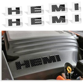 Engine Cover HEMI Lettering Overlay Decals (Set of 2) - Challenger 5.7 Liter - (Color: 3D Carbon Fiber)