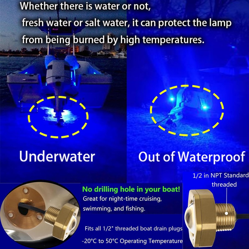 Kingshowstar Marine Grade Standard 1/2" NPT Boat Drain Plug Light