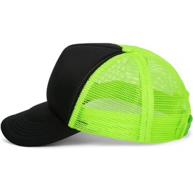 stylebreaker 04023007 5 Panel Mesh Trucker Baseball Cap Adjustable Unisex - Black / neon green