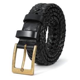 BELTROAD Mens Braided Leather Belt Woven Leather Belts Birthday Christmas Gifts for Men Black Hand Braided Belt for Wasit 26"-32"