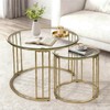 Nesting Coffee Table Set of 2, 23.6" Round Coffee Table,