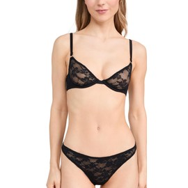 Fleur du Mal Women's Le Stretch Lace Demi Bra, Black, 36A