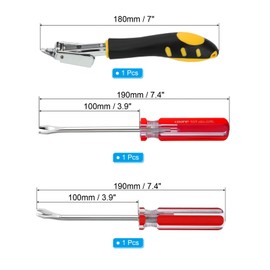 PATIKIL Upholstery Staple Remover, 4" V Straight 4" V Curved Set Construction Staple Puller Staple Nail Tack Tool for Furniture Wooden Floor Photo Frame, Red