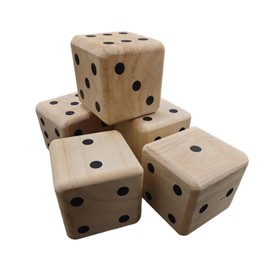 Set of 5 Giant Wooden Dice – Extra Large 6cm Wooden D6 with Smooth Edges – Ideal for Games & Family Fun – Durable Giant Dice Set for Kids & Adults