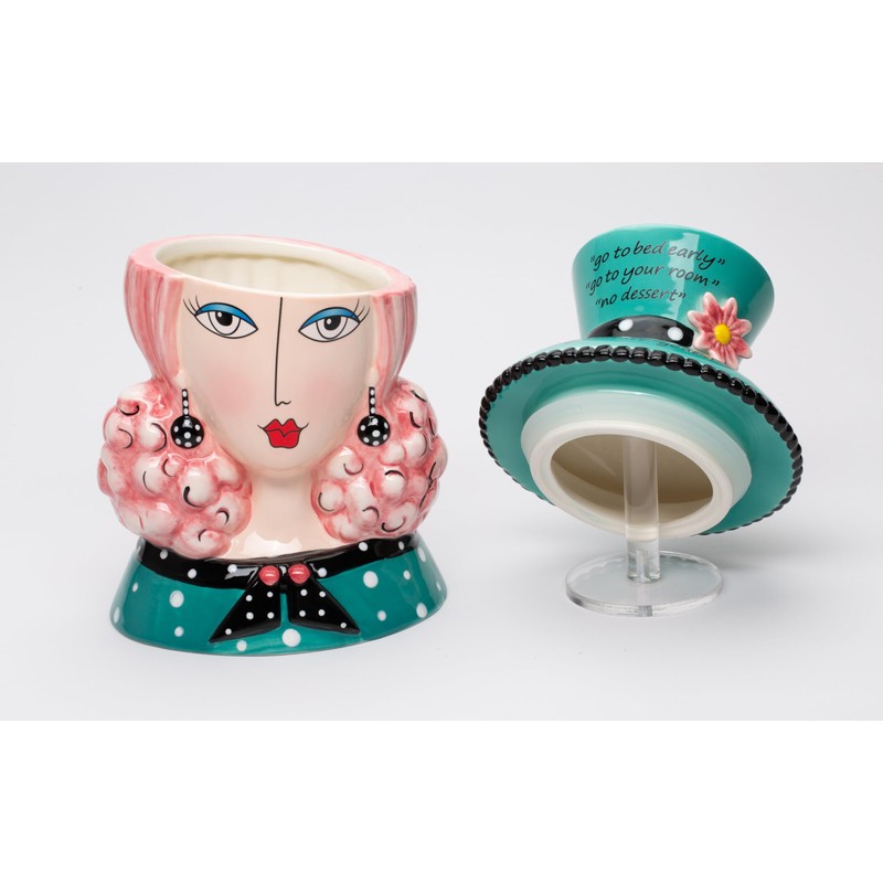Fine Ceramic Fashion Lady Candy Cookie Jar by Dollymamas by