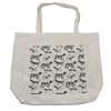 Ambesonne Dog Lover Shopping Bag, Monochrome Sketch of Various Dog